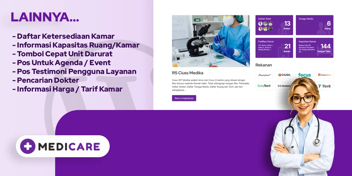 Fitur Pendukung Lainnya - Medicare – Tema Website Rumah Sakit