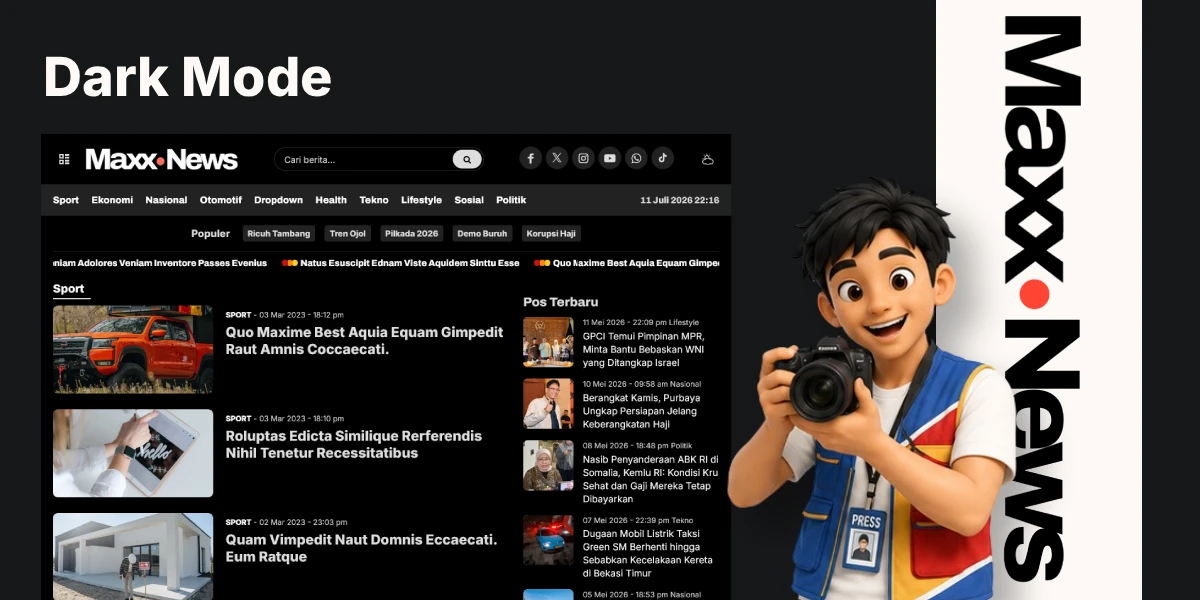 Dark Mode - Maxx News – Tema Web Berita